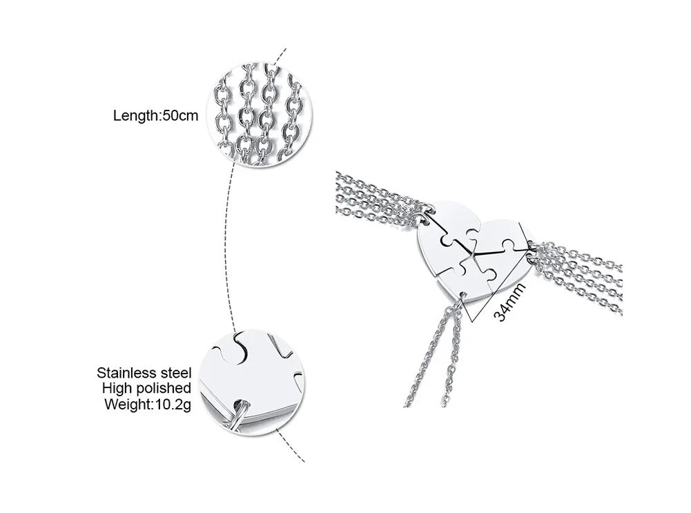 5-Piece Interlocking Heart  Necklaces