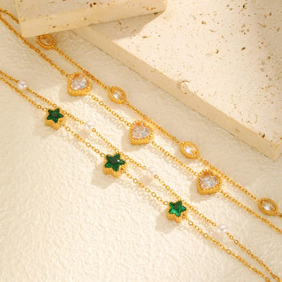 Émeraude & Cœur Luxe Bracelet