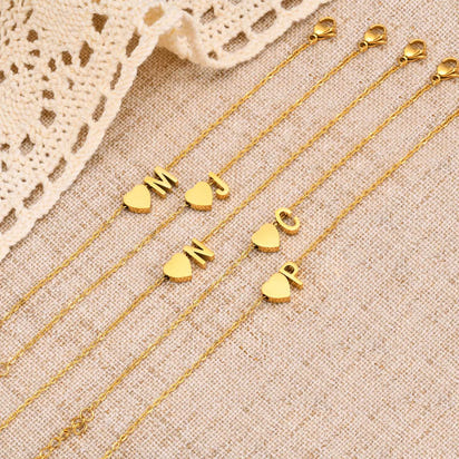 Golden Initial Heart Bracelet