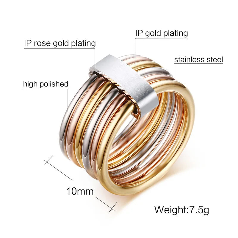 6 Piece Interlock Luxe Multi-Band  Rings