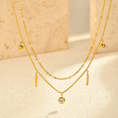 Double-Layer Zircon Necklace