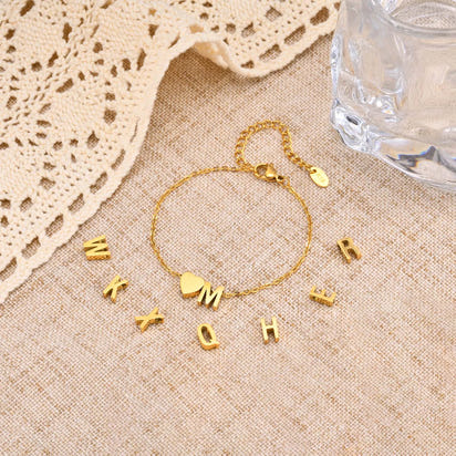 Golden Initial Heart Bracelet