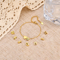 Golden Initial Heart Bracelet