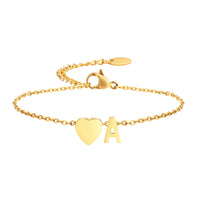 Golden Initial Heart Bracelet