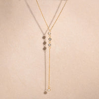 Gold Tassel Zircon Lariat Necklace