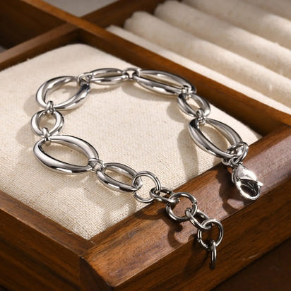 Silver Oval Chain Link Bracelet