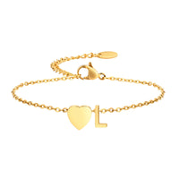 Golden Initial Heart Bracelet